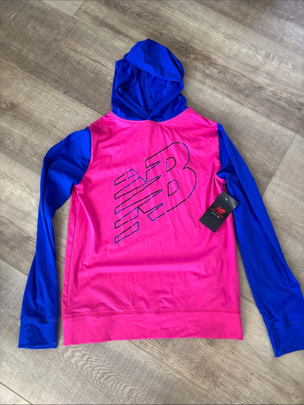 New Balance Hot Pink & Royal Blue Logo Pullover Hoodie